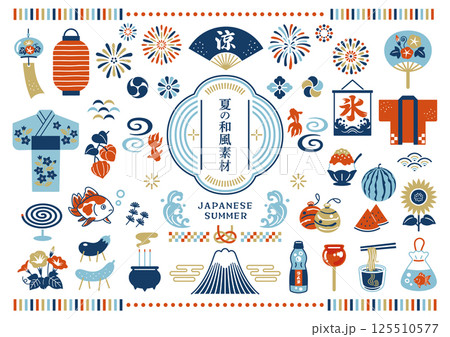 夏の和風素材セット 夏の和風素材セット 125510577