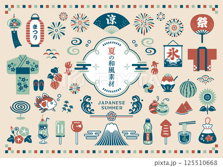 夏の和風素材セット 夏の和風素材セット 125510668