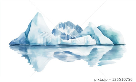 Jokulsarlon Glacier Lagoon. Jokulsarlon Glacier Lagoon hand drawn watercolor illustration 125510756