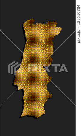 Map Portugal from gold sequin, glitter, sparkle Map Portugal from gold sequin, glitter, sparkle 125510884
