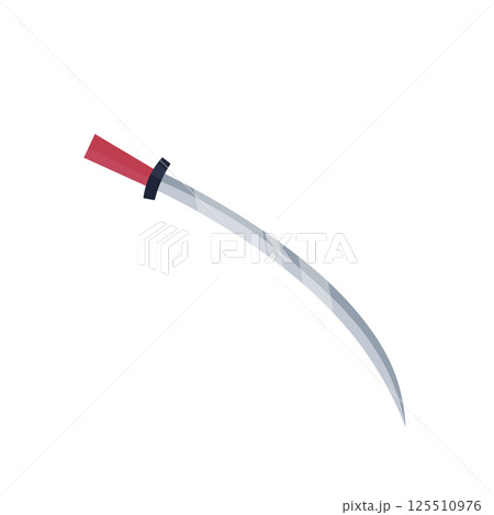 Samurai katana in flat design. Traditional japanese sword weapon symbol. Vector illustration isolated. 125510976