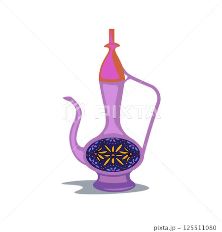 India kettle with ornate in flat design. Teapot with colourful ornament. Vector illustration isolated. India kettle with ornate in flat design. Teapot with colourful ornament. Vector illustration isolated. 125511080