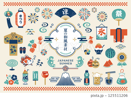 夏の和風素材セット 125511206