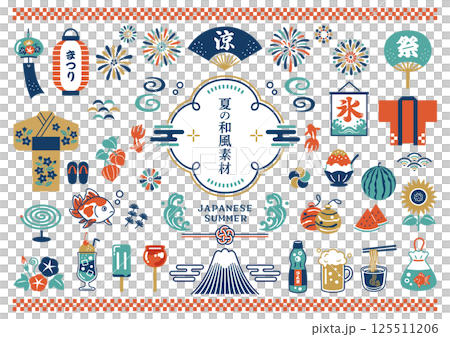 夏の和風素材セット 125511206