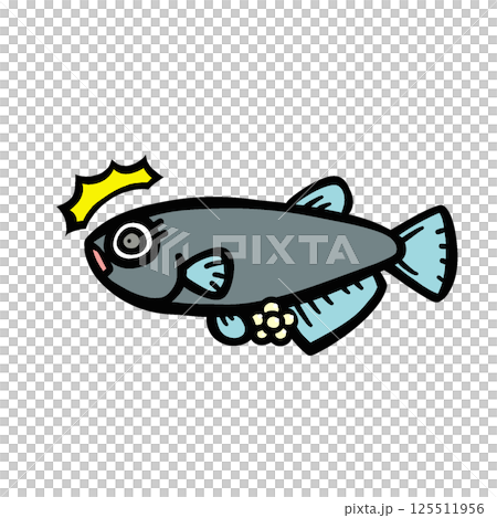 Illustration of a surprised killifish laying eggs Illustration of a surprised killifish laying eggs 125511956