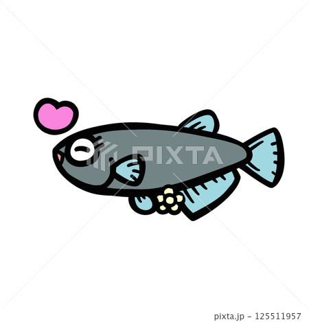 産卵中の喜ぶメダカのイラスト 125511957