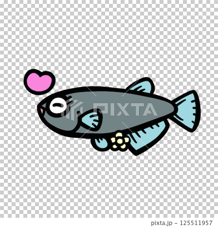 快樂鱂魚產卵的插圖 快樂鱂魚產卵的插圖 125511957
