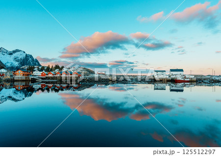 The charming fishing village of Hamnoy, Lofoten The charming fishing village of Hamnoy, Lofoten 125512297