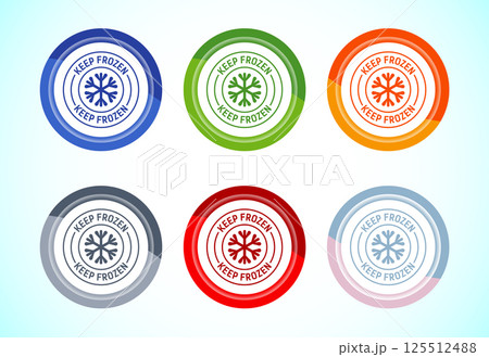 Keep frozen icon design illustration, Frozen product badge label sign, 6 color button design set 125512488