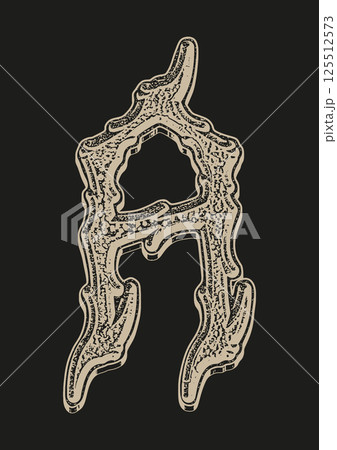 Ancient font. Grunge medieval letter. 125512573