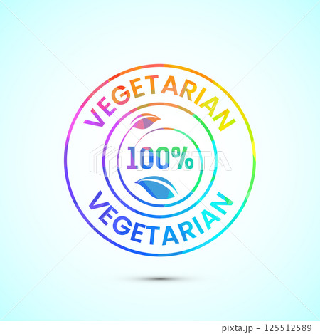 100 percent vegetarian icon design illustration, Vegan product label badge in low poly style 100 percent vegetarian icon design illustration, Vegan product label badge in low poly style 125512589