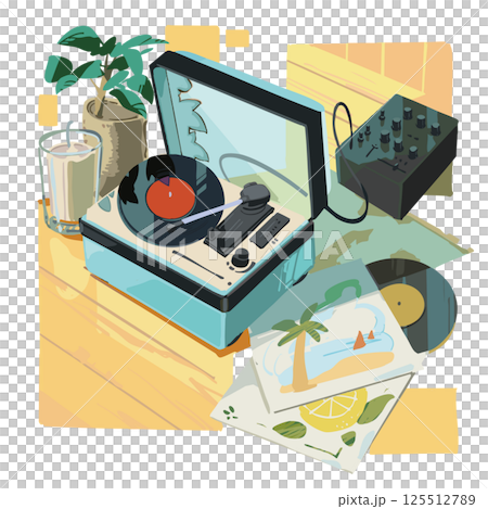 讓你感受夏日氣息的淡藍色唱片機 讓你感受夏日氣息的淡藍色唱片機 125512789