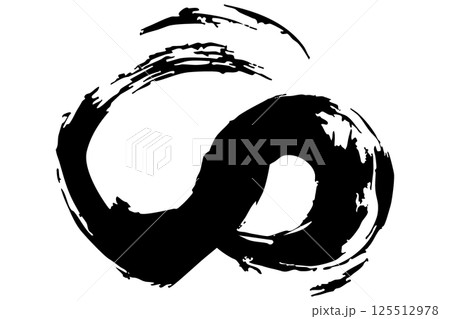 和風素材　筆で描かれたダイナミックな線のイラストセット　ベクター 125512978