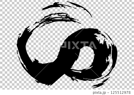 和風素材　筆で描かれたダイナミックな線のイラストセット　ベクター 125512978