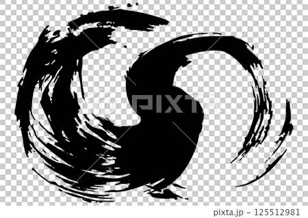 用畫筆向量繪製的日式素材動態線條插圖集 125512981