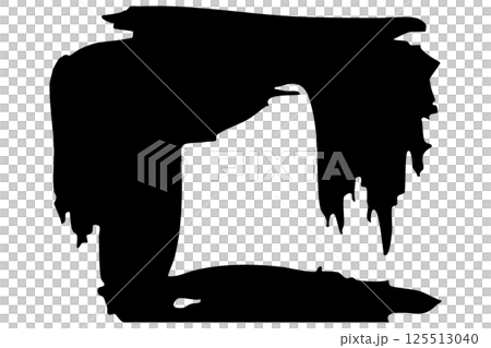 和風素材　筆で描かれたダイナミックな線のイラストセット　ベクター 125513040