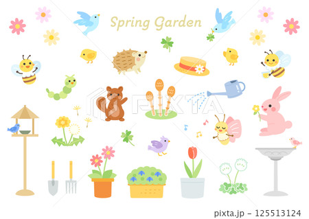 春のイラスト素材セット かわいい 春のイラスト素材セット かわいい 125513124