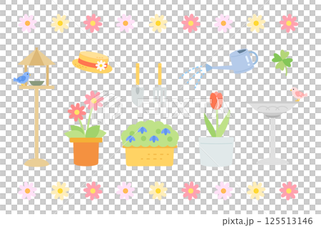 ガーデニングのイラストセット 春 ガーデニングのイラストセット 春 125513146