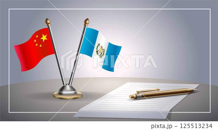 Small national flag of China and Guatemala flag Relation, Template Vector Illustration 125513234