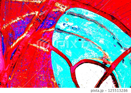bright streaks of synthetic paint using primary colors, changed colors, red background. bright streaks of synthetic paint using primary colors, changed colors, red background. 125513286