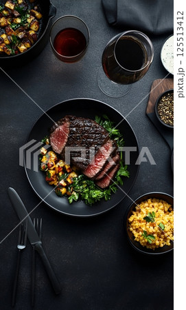 beef steak with vegetables beef steak with vegetables 125513412