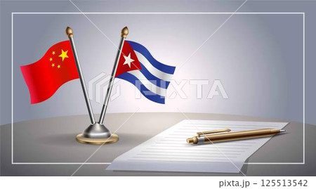 Small national flag of China and Cuba flag Relation, Template Vector Illustration Small national flag of China and Cuba flag Relation, Template Vector Illustration 125513542