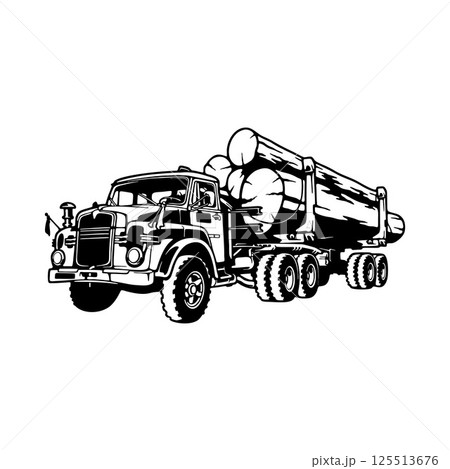 Logging Truck - Heavy Equipment - Heavy Machinery, Construction Machinery Stencil Cut File 125513676