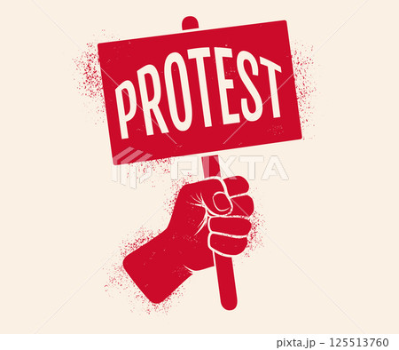 Vector icon of hand holding a poster. Protest. 125513760