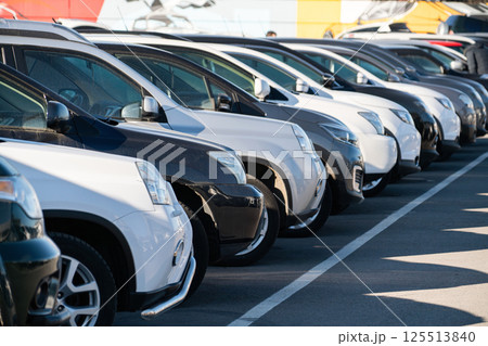 A lot of cars in a rows. Used car sales A lot of cars in a rows. Used car sales 125513840