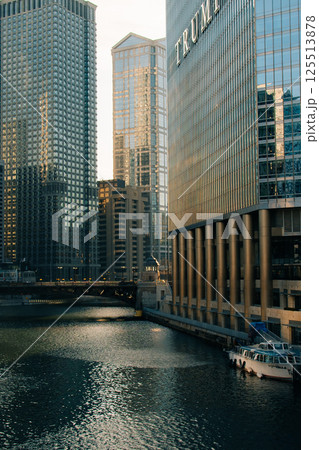 Chicago Downtown. Cityscape image of Chicago downtown during sunset 125513878