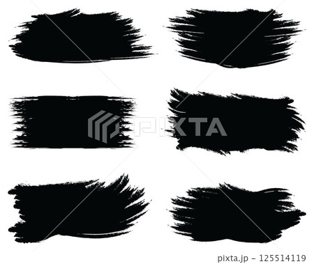 Black set paint, ink brush, brush strokes on a white background 125514119