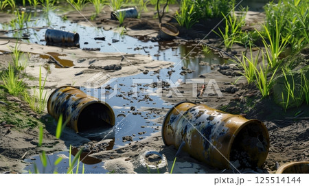 A Photorealistic Scene Of A Chemical Spill In A River A Photorealistic Scene Of A Chemical Spill In A River 125514144