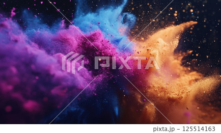 Colorful Holi Powders In Slow Motion Abstract Background Colorful Holi Powders In Slow Motion Abstract Background 125514163