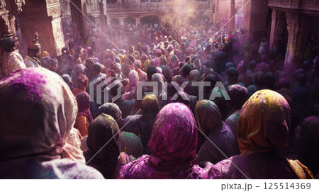 Artistic Depiction Of Holi Celebration 125514369
