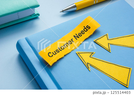 Customer needs written in notebook. Client satisfaction. 125514403
