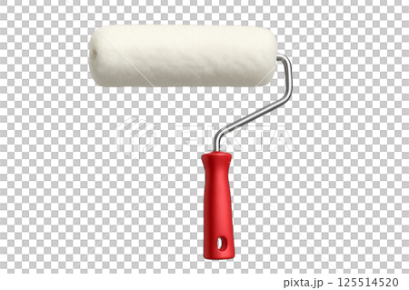 Paint Roller Ready for Home Improvement Projects in a Bright and Clean Setting With a Red Handle 125514520