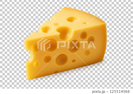 Delicious Yellow Cheese With Holes Placed on a White Background for Culinary Purposes 125514568