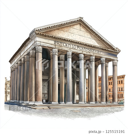 Pantheon. Pantheon hand drawn watercolor illustration 125515191