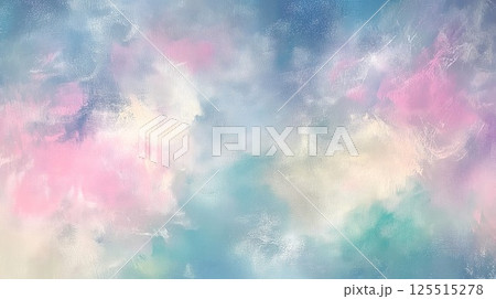 Colorful background with a blue sky and white clouds. The sky is filled with pink and purple colors 125515278