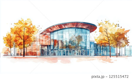 Van Gogh Museum. Van Gogh Museum hand drawn watercolor illustration 125515472