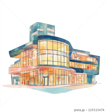 Van Gogh Museum. Van Gogh Museum hand drawn watercolor illustration 125515474