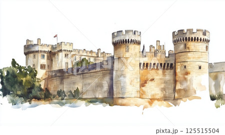 Windsor Castle. Windsor Castle hand drawn watercolor illustration 125515504