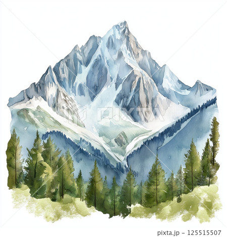 Zugspitze. Zugspitze hand drawn watercolor illustration 125515507