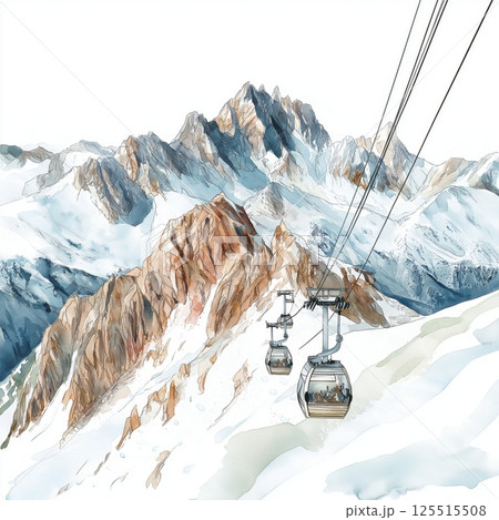 Zugspitze. Zugspitze hand drawn watercolor illustration 125515508