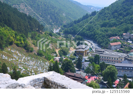 Panoramic view from old castle over Travnik, Bosnia and Herzegovina 125515560