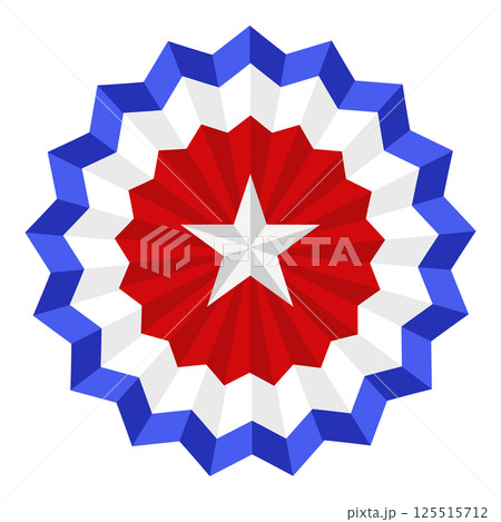 Patriotic red, white, and blue star with geometric layers 125515712