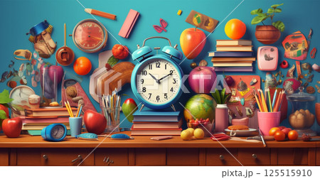 Panoramic school background, concept study knowledge learning - AI generated image 125515910