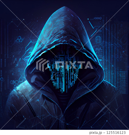 Hacker, programmer modern spy, illegal data search - AI Generated Image 125516123