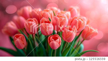 Bright floral bouquet of tulips, festive mood - AI Generated Image 125516339
