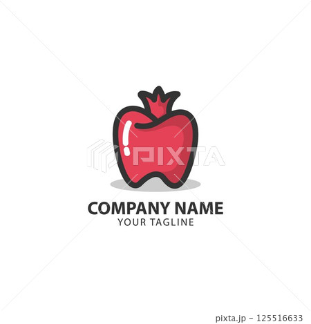 pomegranate dental logo design concept. pomegranate Creative Technology Logo vector template. Icon symbol 125516633